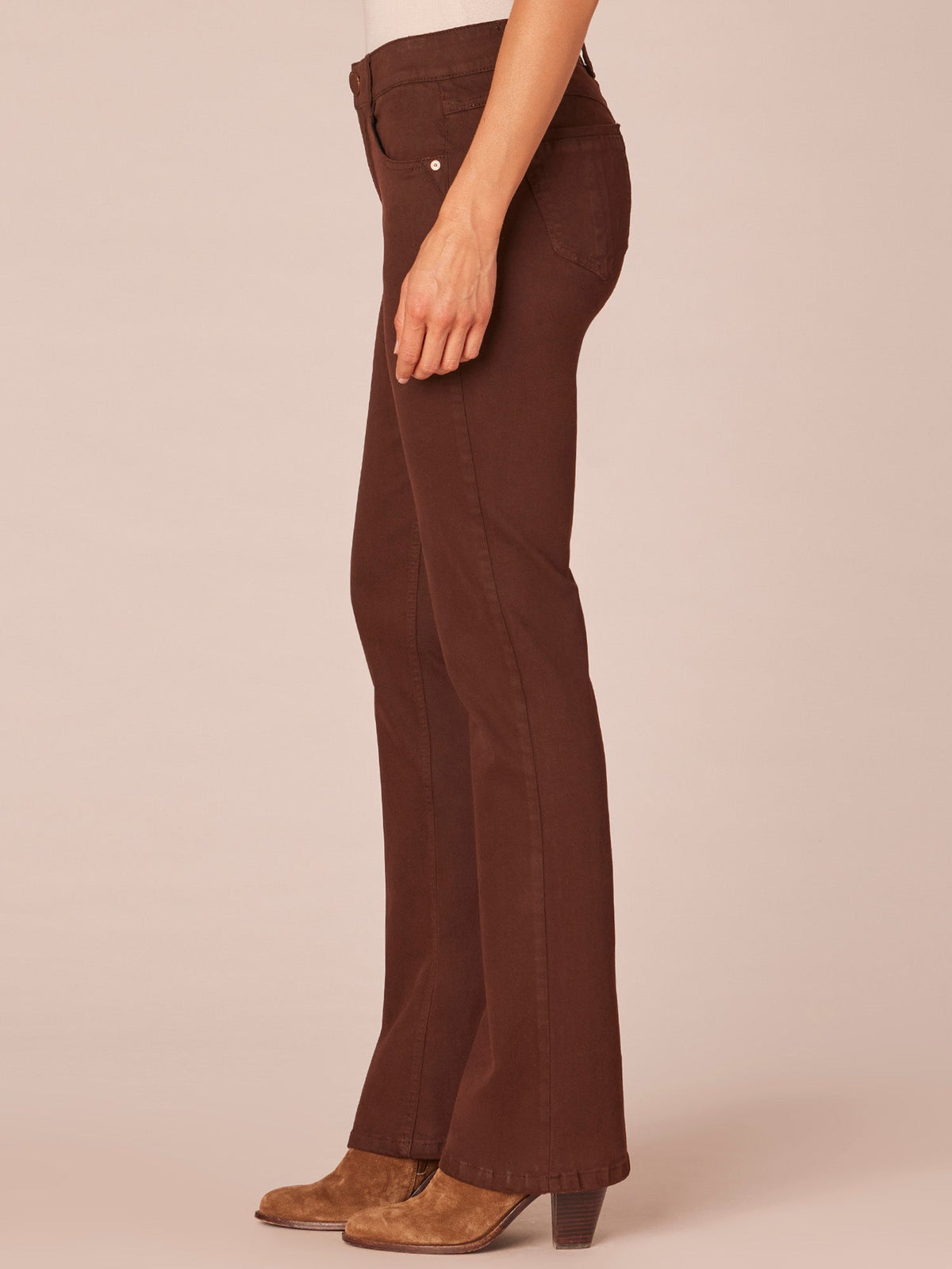 "Ab"solution Mid-Rise Itty Bitty Boot Woven Pants - Forest Moss|Brown|Oxblood|Chocolate Truffle
