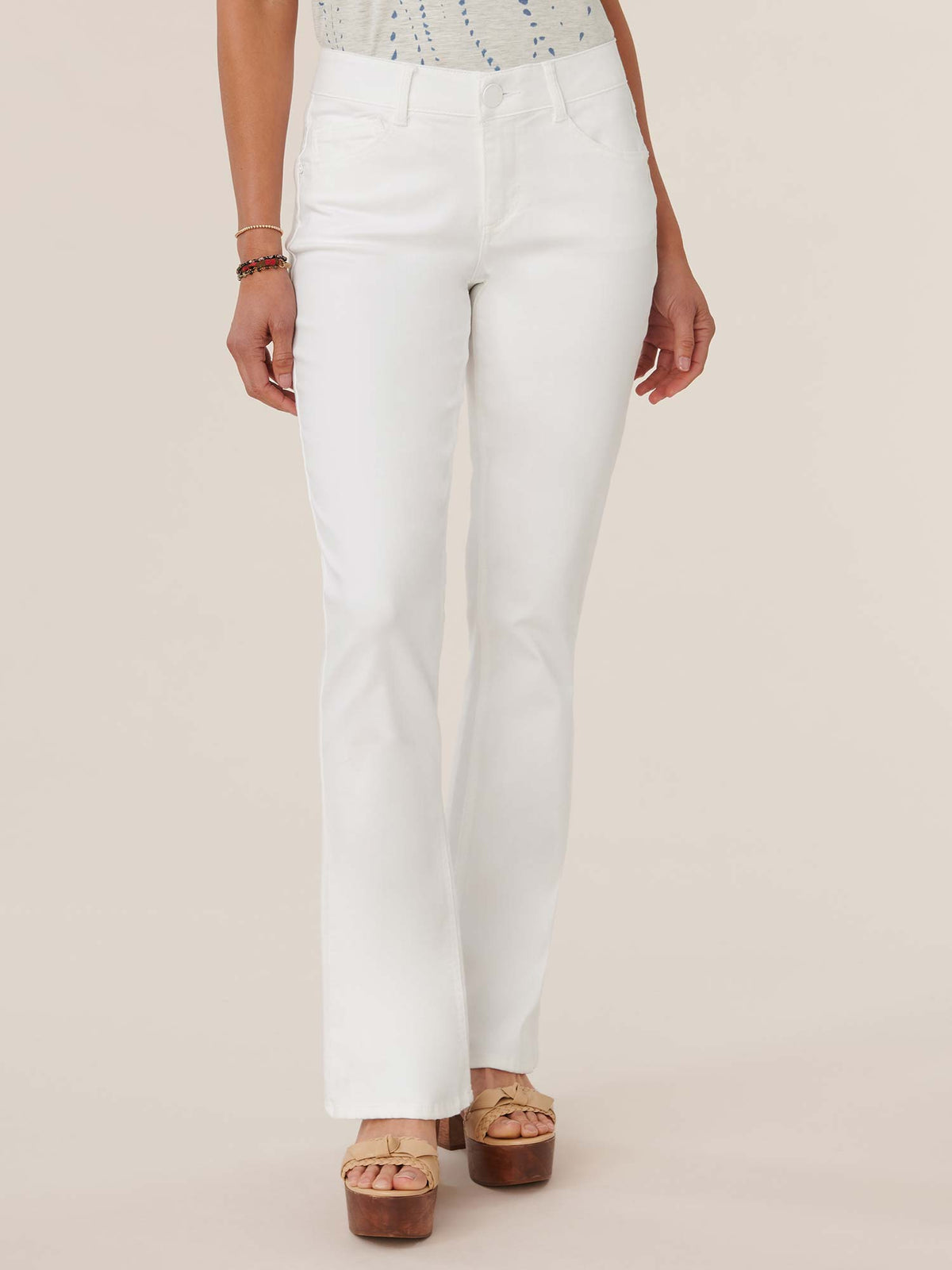 "Ab"solution® White Denim Petite Itty Bitty Boot Jeans - Optic White Denim