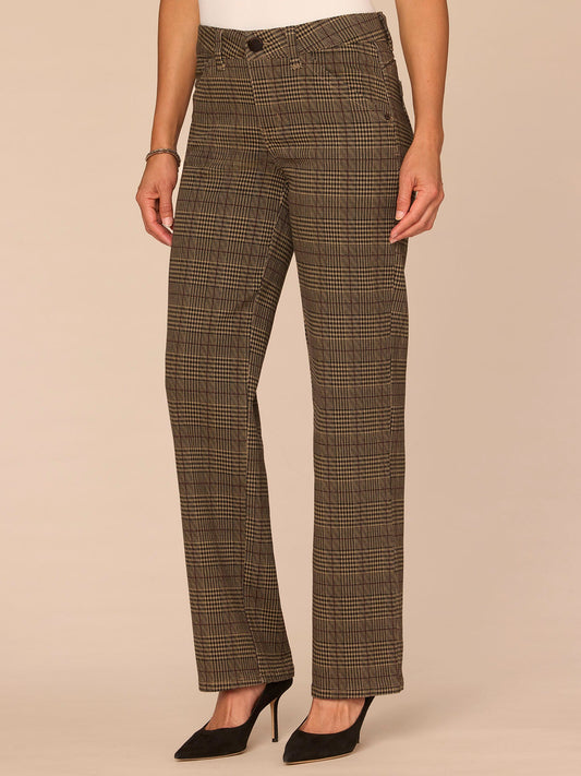 "Ab"solutionĀ® Mid-Rise Slash Pocket Plaid Print Straight Leg Pants - Golden Sugar Multi