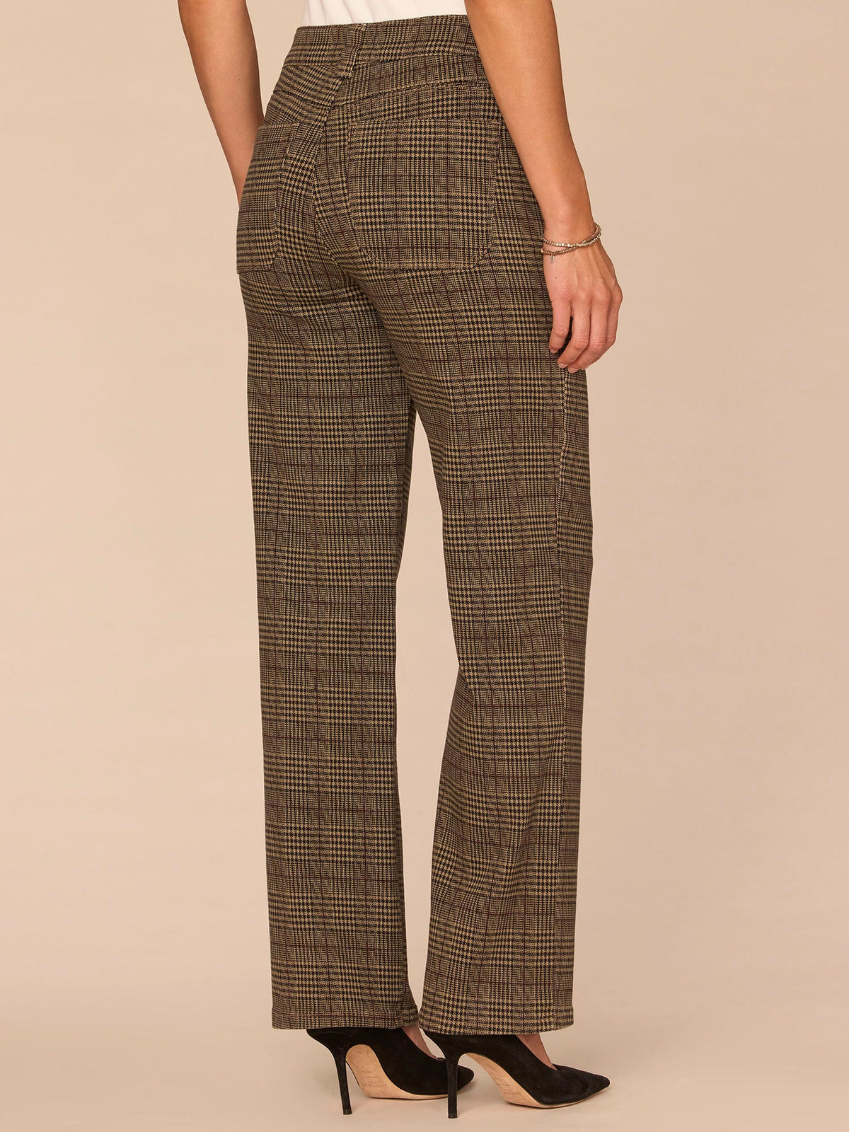 "Ab"solution® Mid-Rise Slash Pocket Plaid Print Straight Leg Pants - Golden Sugar Multi