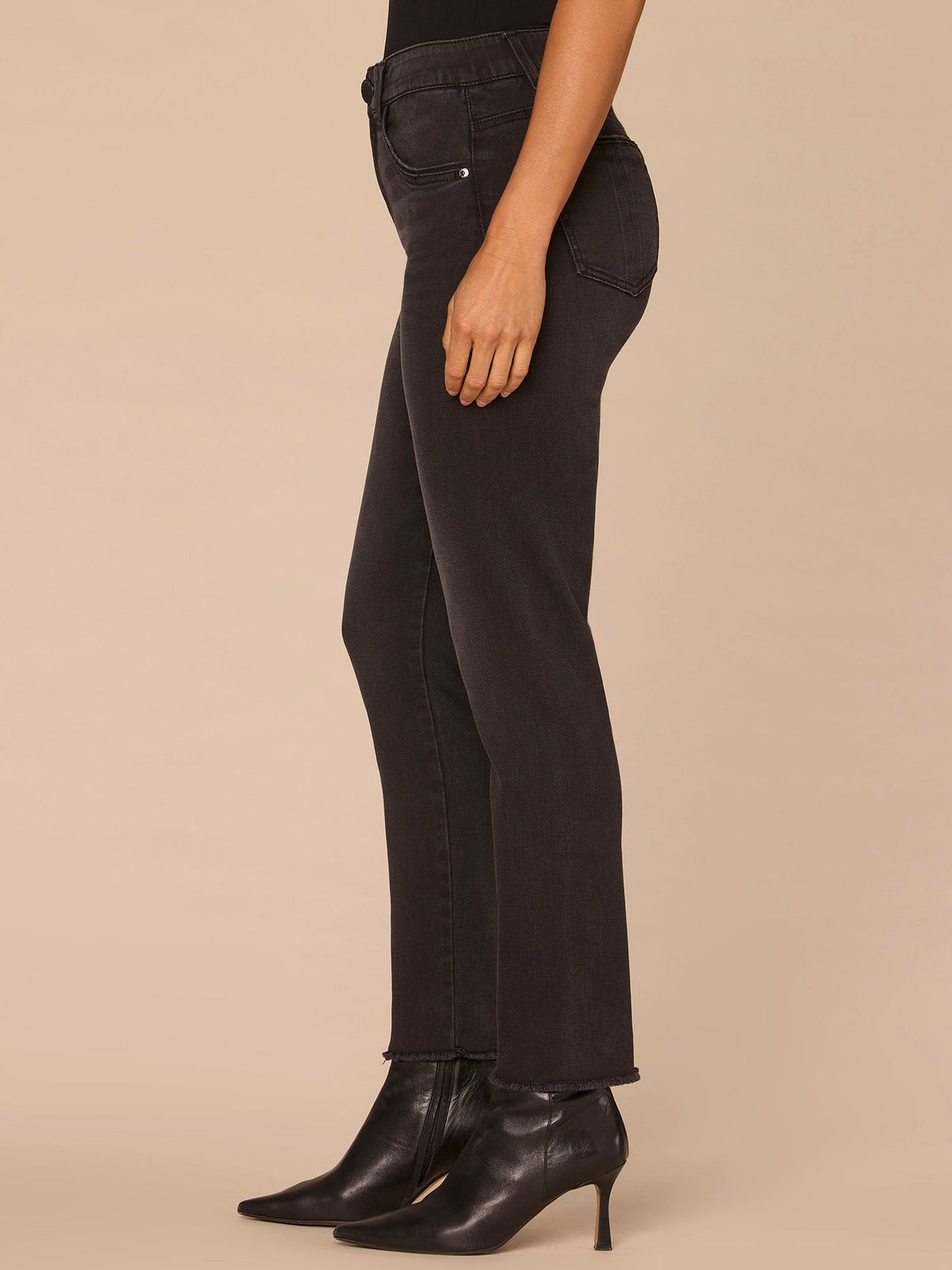 "Ab"solution® High Rise Washed Black Seamless Cigarette Jeans - Washed Black Artisanal Denim