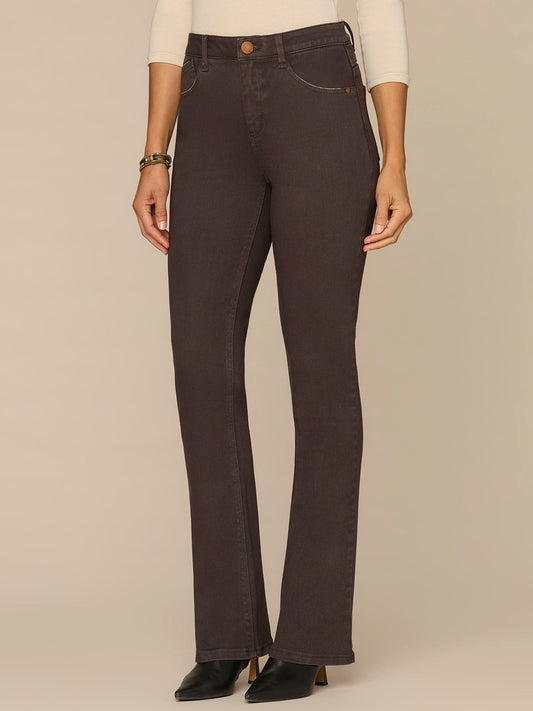 "Ab"solutionĀ® High Rise Petite Itty Bitty Boot Pants with Rhinestones - Espresso|Evening Blue