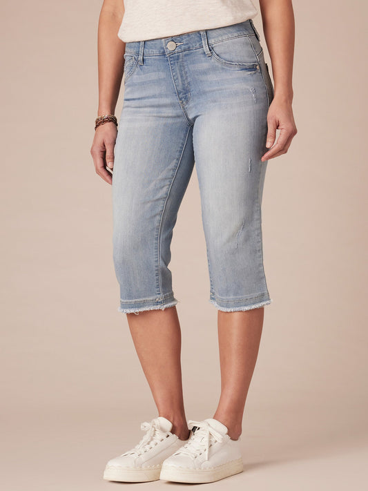 "Ab"solutionĀ® Light Blue Denim Skimmer Capri - Light Blue Denim