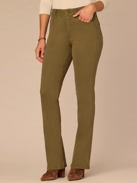 "Ab"solution Mid-Rise Colored Itty Bitty Boot Plus Size Pants - Forest Moss|Oxblood