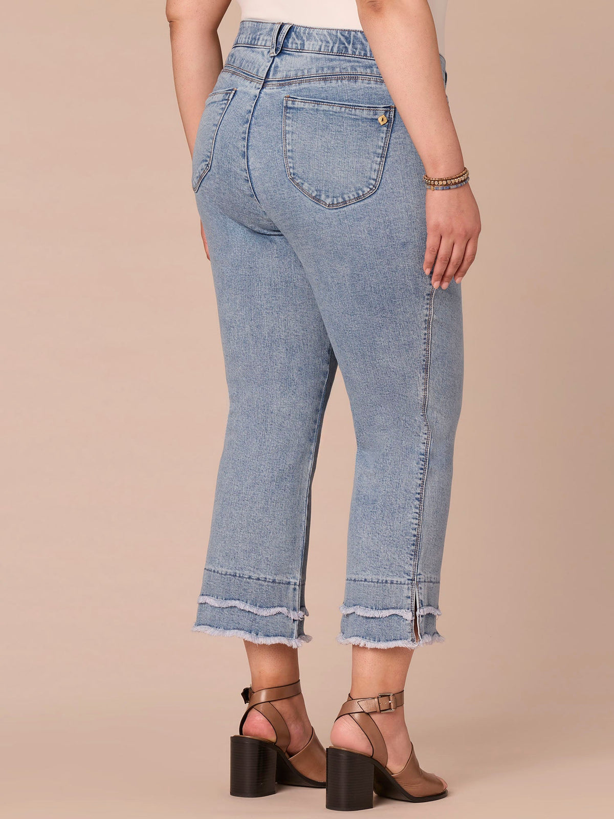 "Ab"solution® Mid-Rise Double Scallop Hem Plus Size Kick Flare Jean - Light Blue Artisanal Denim