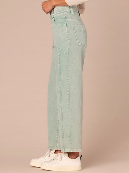 "Ab"solution® Skyrise Relaxed Straight Leg Jeans with Seaming Detail - Washed Dark Walnut|Washed Stone|Washed Marine Green