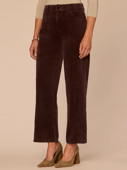 "Ab"solution® Skyrise Side Seam Corduroy Relaxed Straight Leg Pants - Oxblood