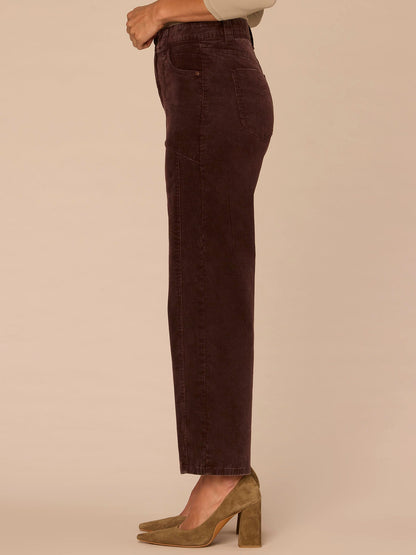 "Ab"solution® Skyrise Side Seam Corduroy Relaxed Straight Leg Pants - Oxblood