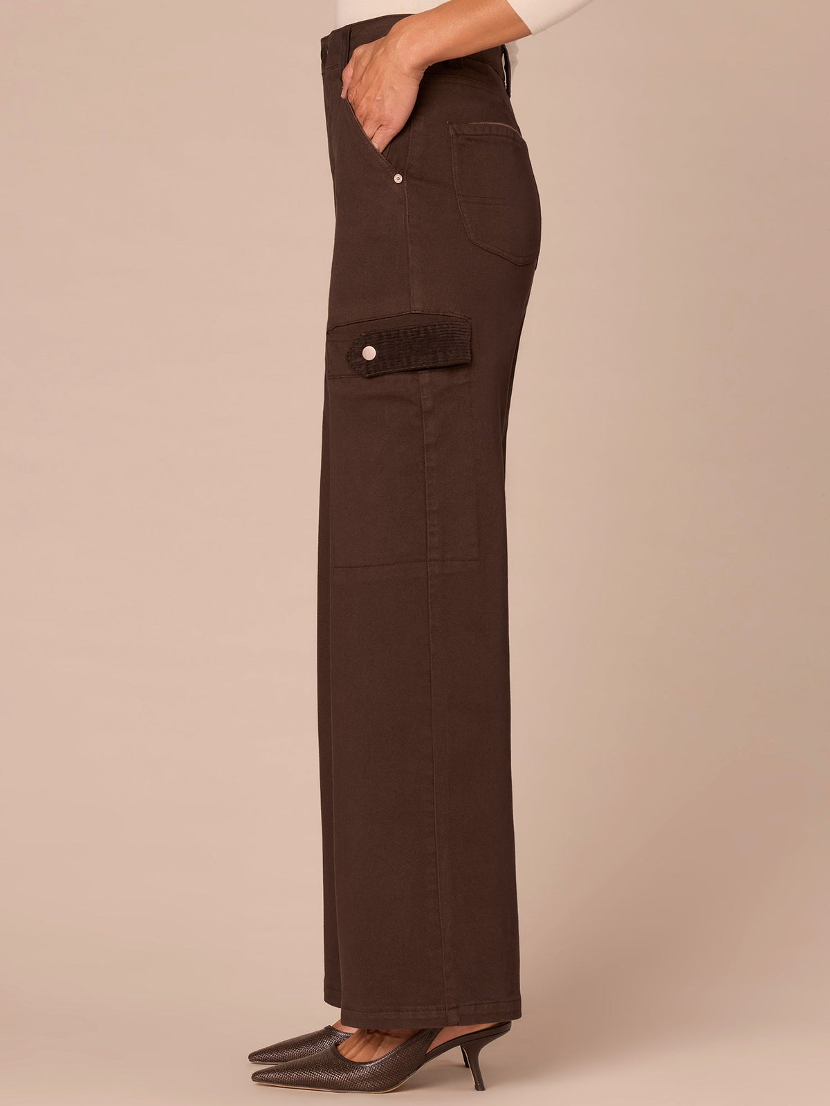 "Ab"solution® Skyrise Corduroy Contrast Mixed Media Wide Leg Jeans - Ultra Navy|Dark Roast