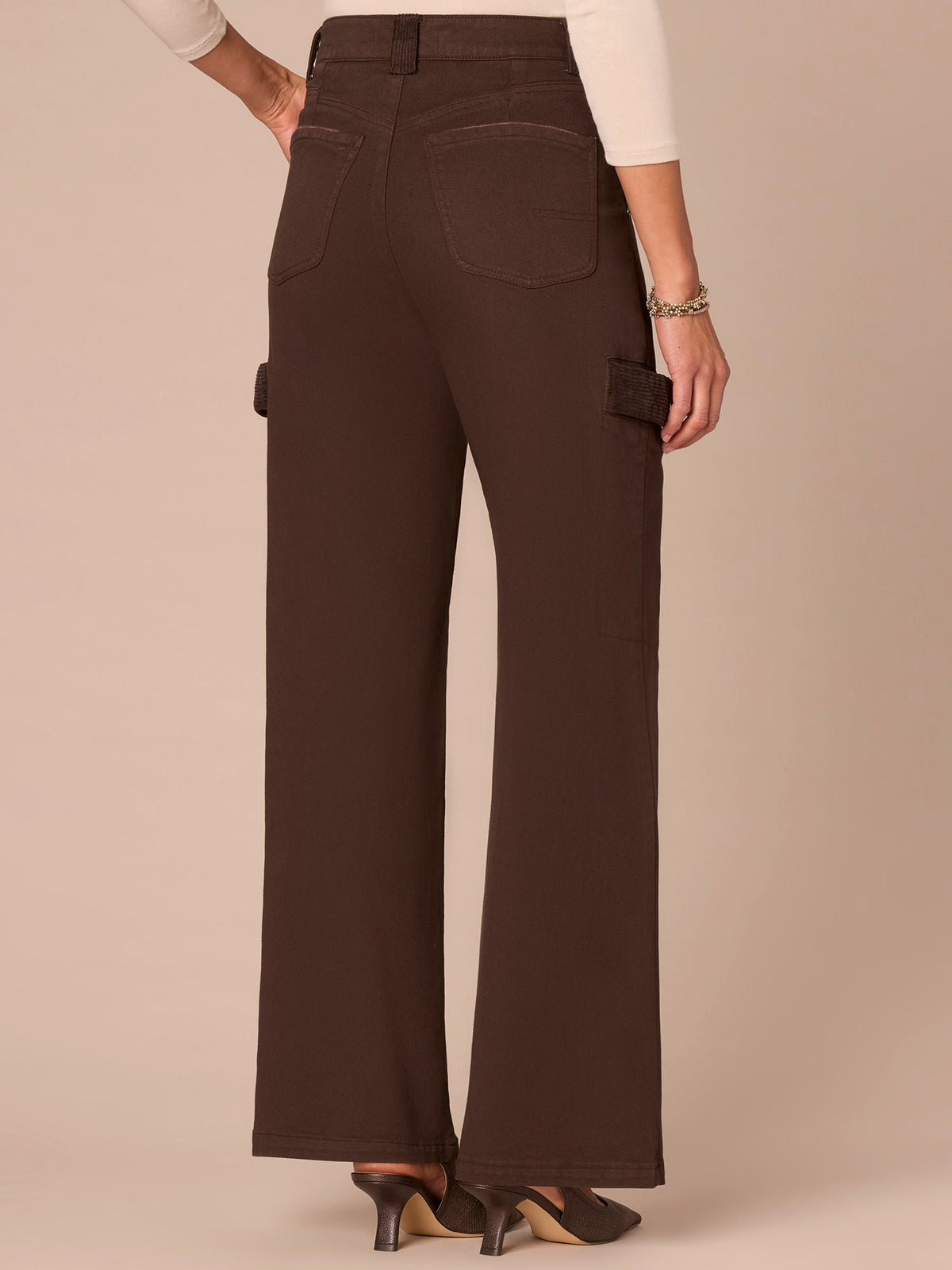 "Ab"solution® Skyrise Corduroy Contrast Mixed Media Wide Leg Jeans - Ultra Navy|Dark Roast