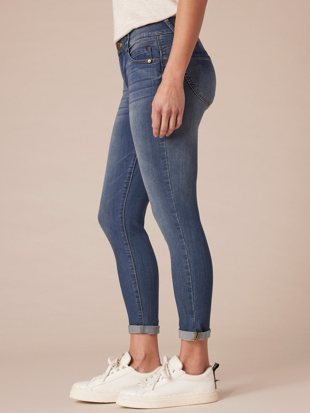 "Ab"solution® Ankle Skimmer Blue Jeans - Blue Denim