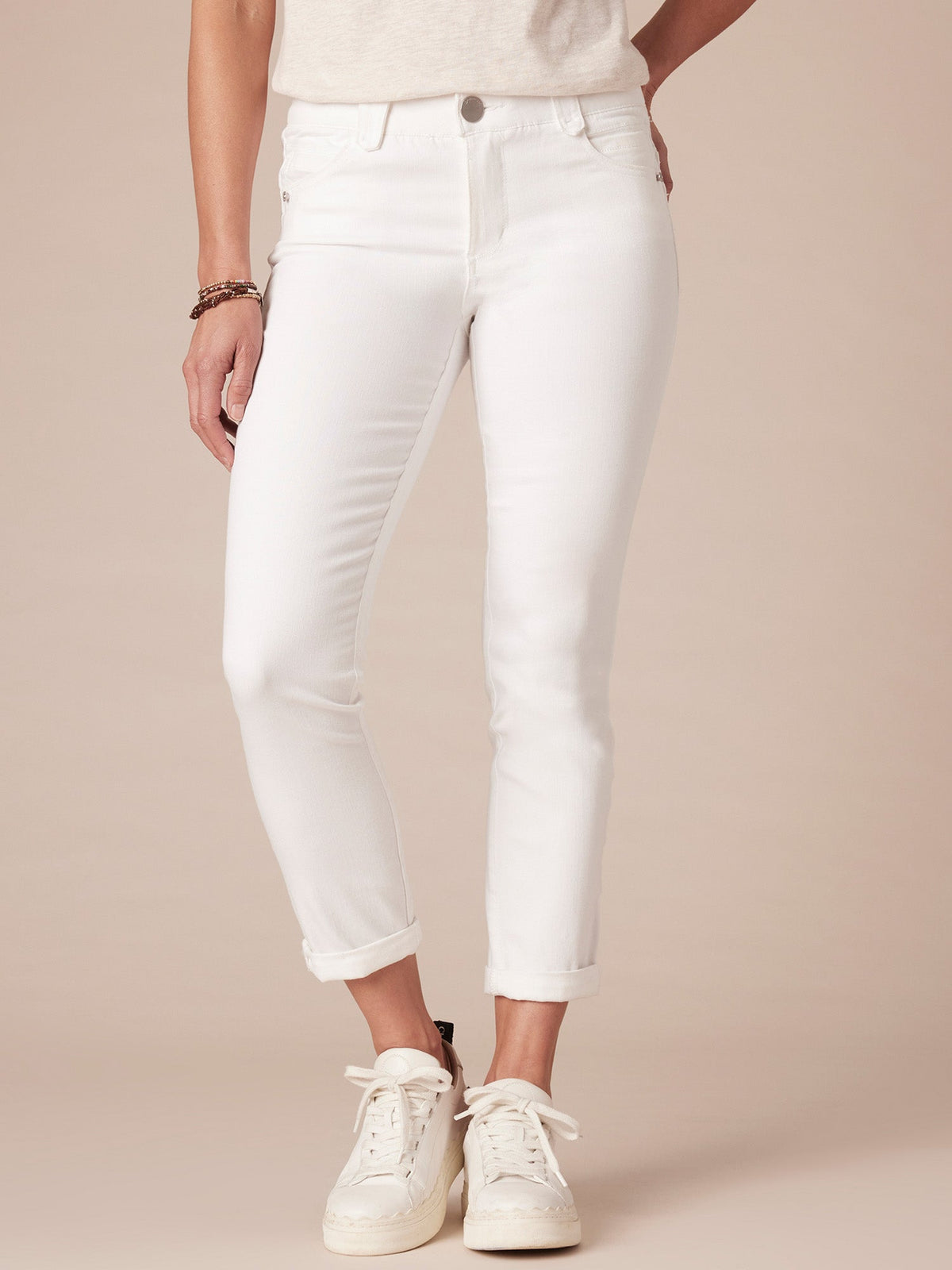 "Ab"solution® White Petite Ankle Skimmer - Optic White Denim