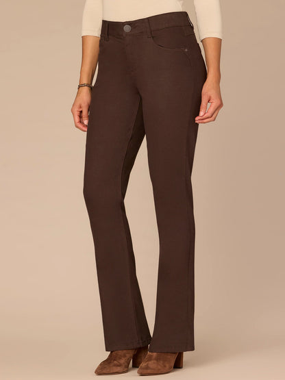 "Ab"solution Mid-Rise Itty Bitty Boot Woven Pants - Forest Moss|Brown|Oxblood|Chocolate Truffle