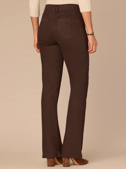 "Ab"solution Mid-Rise Itty Bitty Boot Woven Pants - Forest Moss|Brown|Oxblood|Chocolate Truffle