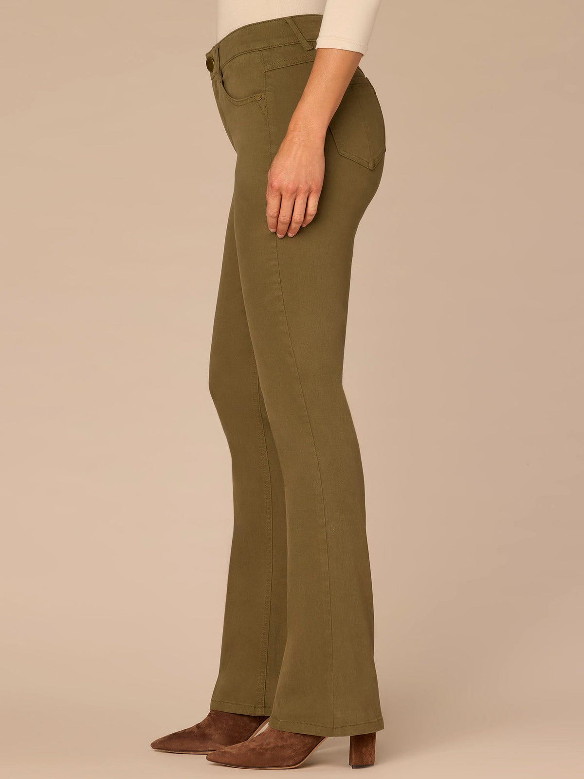 "Ab"solution Mid-Rise Itty Bitty Boot Woven Pants - Forest Moss|Brown|Oxblood|Chocolate Truffle
