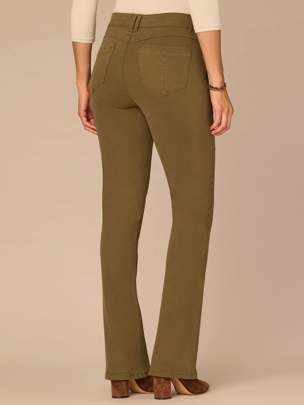 "Ab"solution Mid-Rise Itty Bitty Boot Woven Pants - Forest Moss|Brown|Oxblood|Chocolate Truffle
