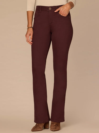 "Ab"solution Mid-Rise Itty Bitty Boot Woven Pants - Forest Moss|Brown|Oxblood|Chocolate Truffle