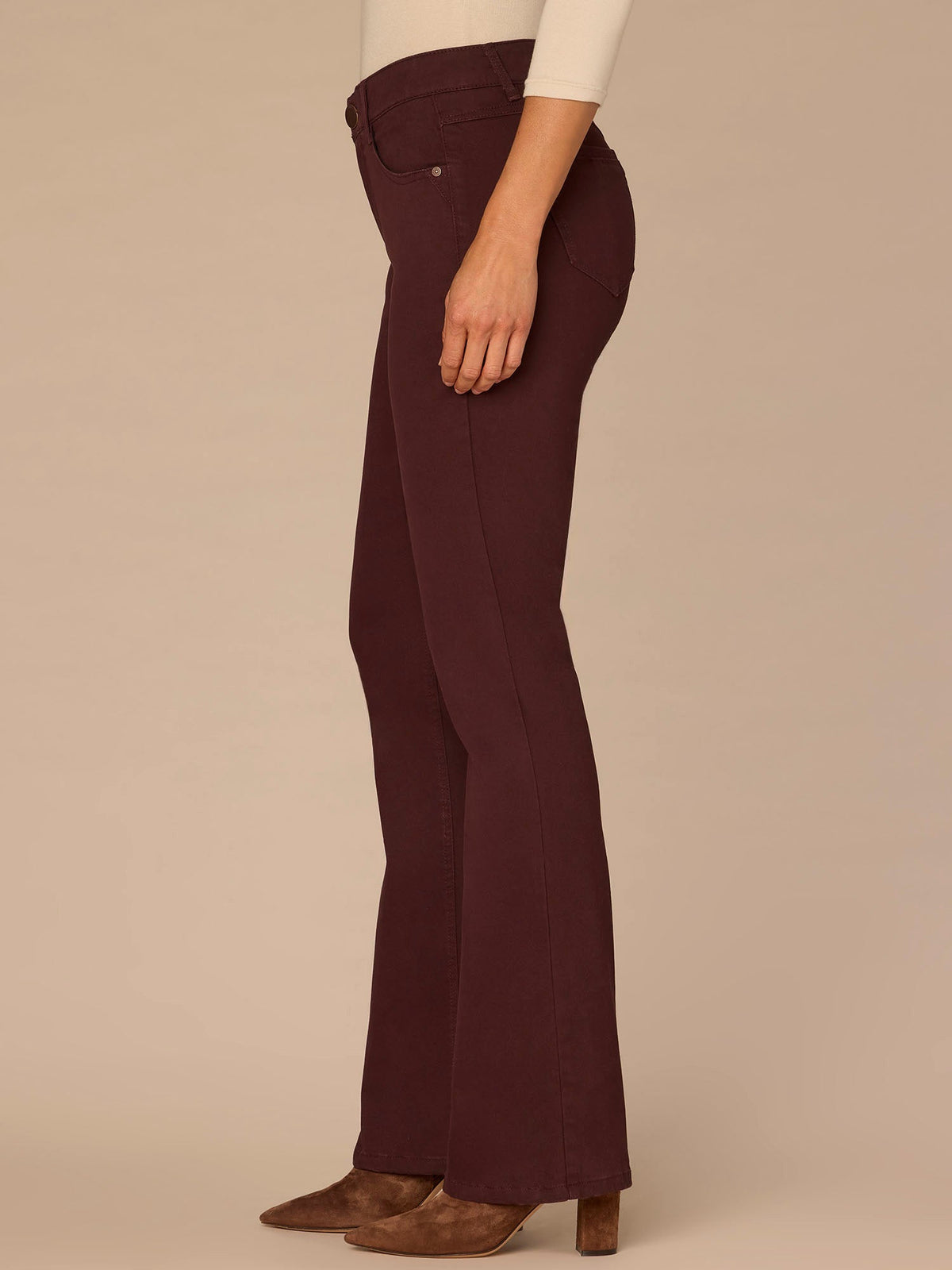 "Ab"solution Mid-Rise Itty Bitty Boot Woven Pants - Forest Moss|Brown|Oxblood|Chocolate Truffle