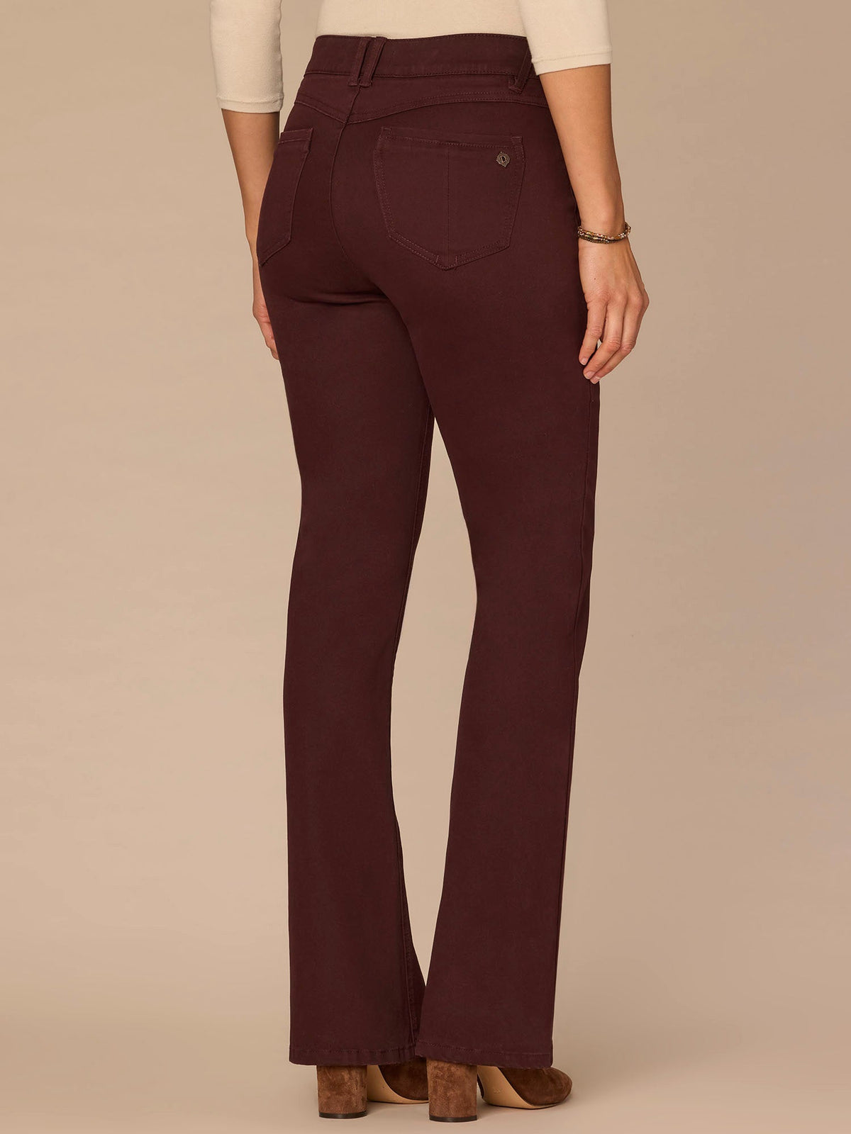 "Ab"solution Mid-Rise Itty Bitty Boot Woven Pants - Forest Moss|Brown|Oxblood|Chocolate Truffle