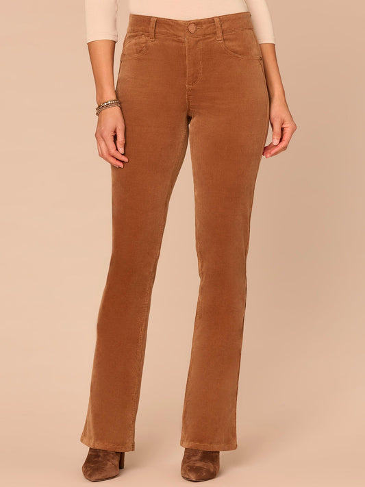 "Ab"solution® Mid-Rise Itty Bitty Boot Corduroy Pants - Raw Umber