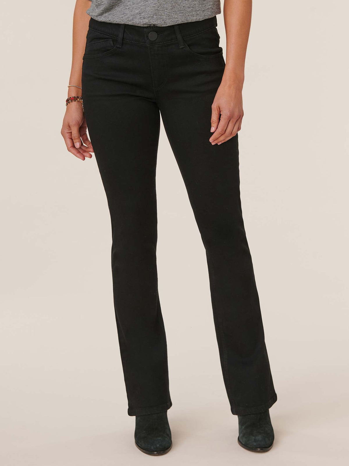 34" Inseam "Ab"solution® Itty Bitty Bootcut Black Denim Tall Jeans - Black Denim