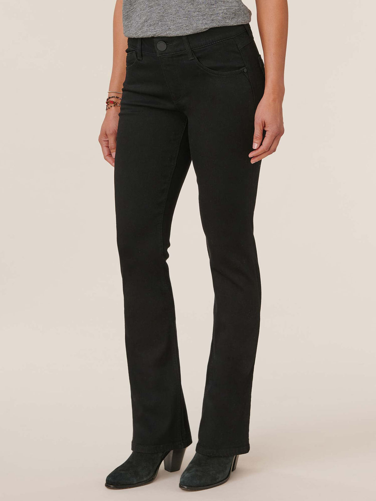 34" Inseam "Ab"solution® Itty Bitty Bootcut Black Denim Tall Jeans - Black Denim