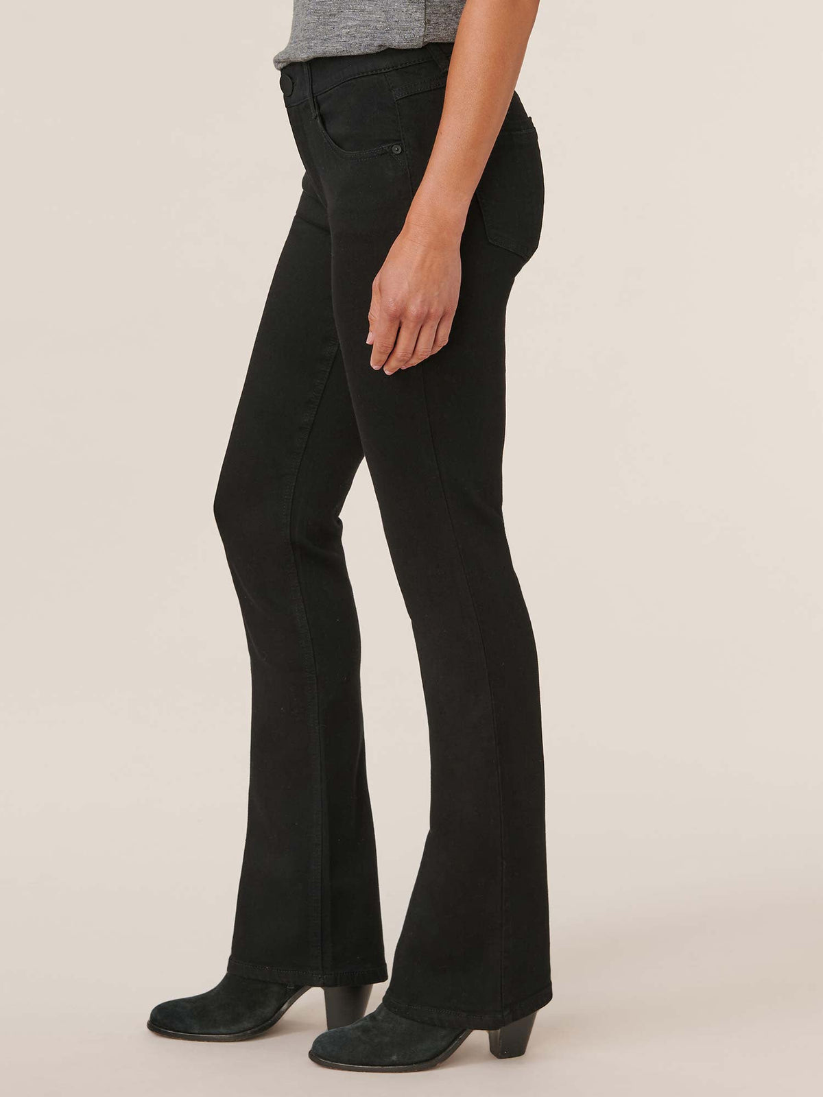34" Inseam "Ab"solution® Itty Bitty Bootcut Black Denim Tall Jeans - Black Denim