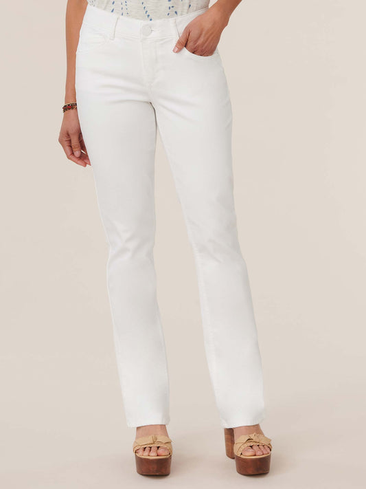 "Ab"solution® White Denim Petite Itty Bitty Boot Jeans - Optic White Denim