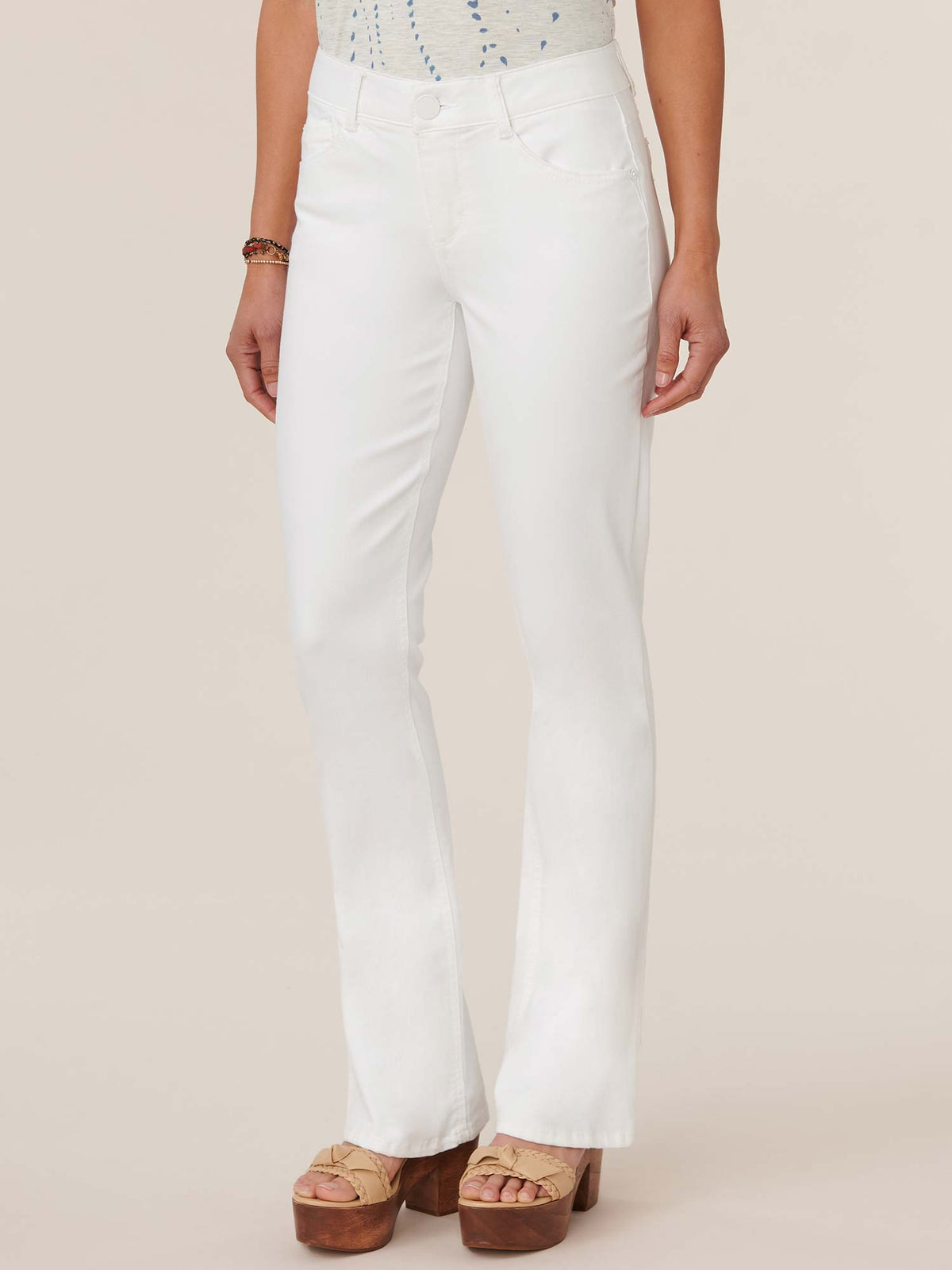 "Ab"solution® White Denim Petite Itty Bitty Boot Jeans - Optic White Denim