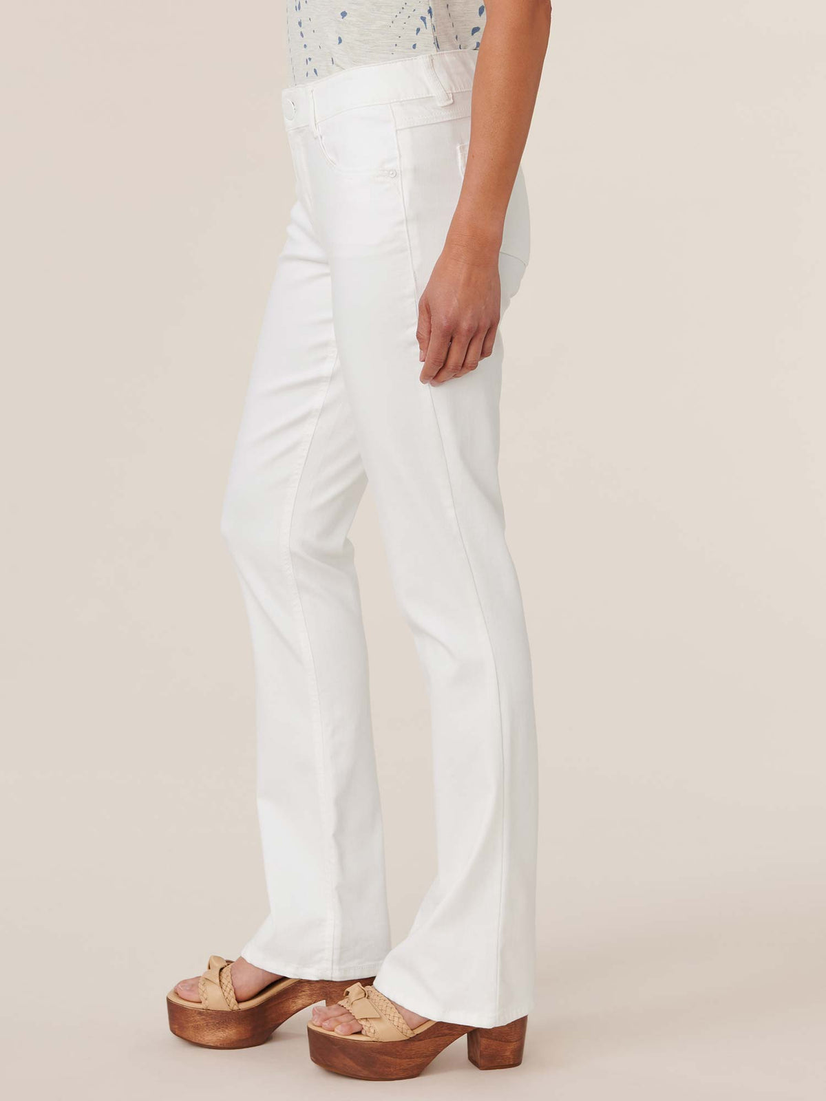 "Ab"solution® White Denim Petite Itty Bitty Boot Jeans - Optic White Denim