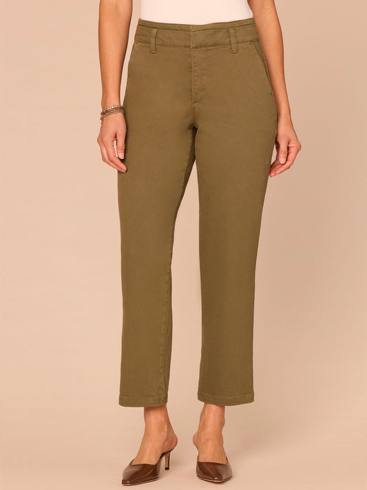 "Ab"solution® Skyrise Double Waistband Ankle Straight Leg Trousers - Forest Moss