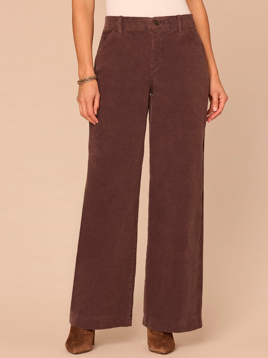 "Ab"solution® Skyrise Slash Pocket Wide Leg Corduroy Pants - Washed Cold Brew