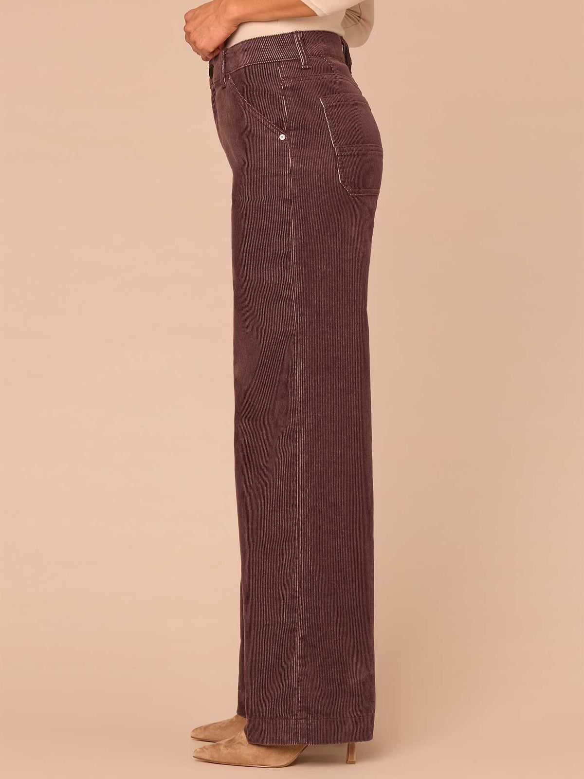 "Ab"solution® Skyrise Slash Pocket Wide Leg Corduroy Pants - Washed Oxblood
