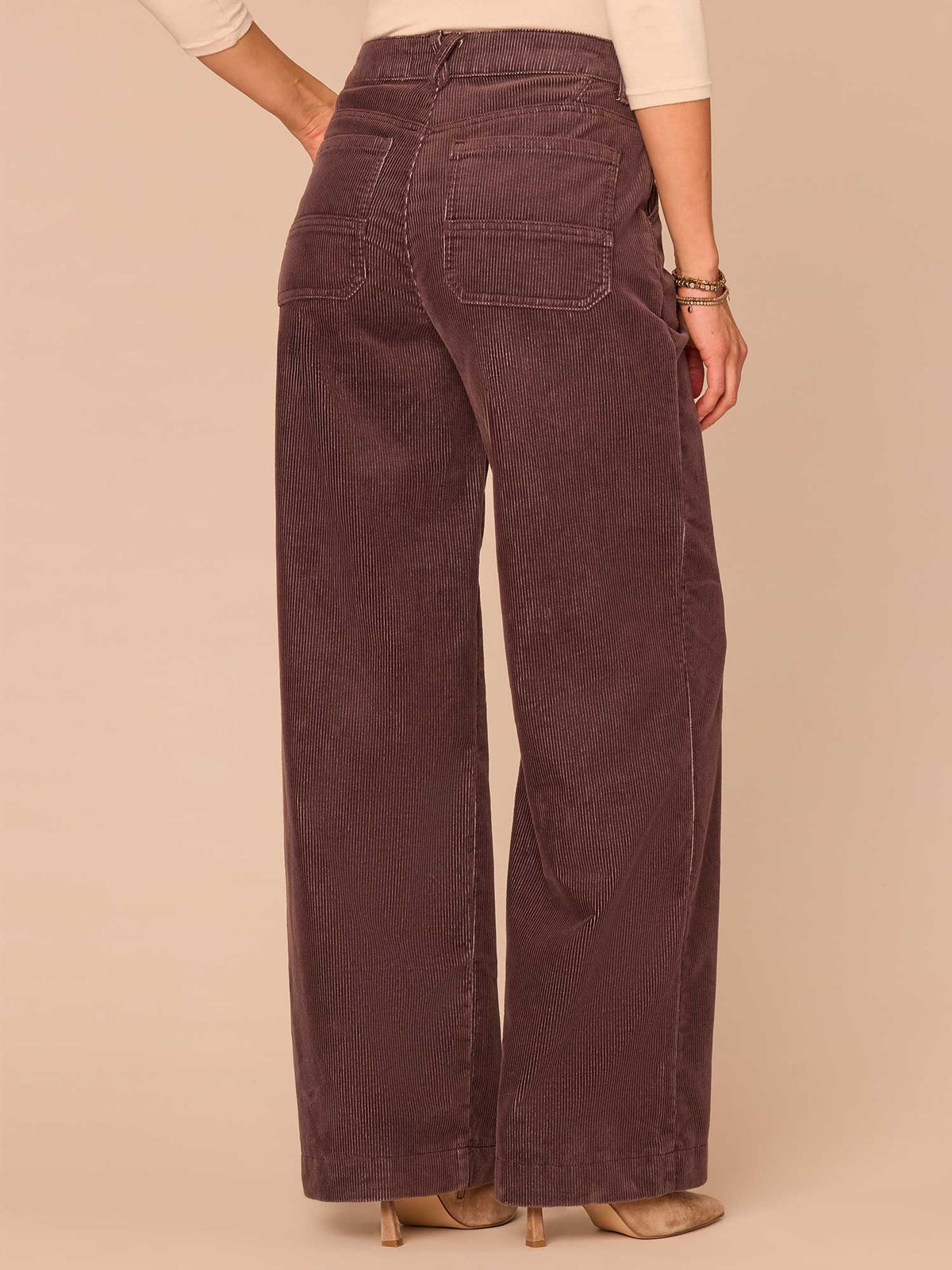 "Ab"solution® Skyrise Slash Pocket Wide Leg Corduroy Pants - Washed Oxblood