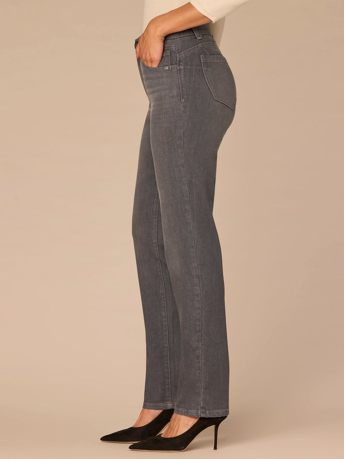 "Ab"solution® Mid-Rise Booty Lift Straight Leg Jeans in Grey - Grey Denim