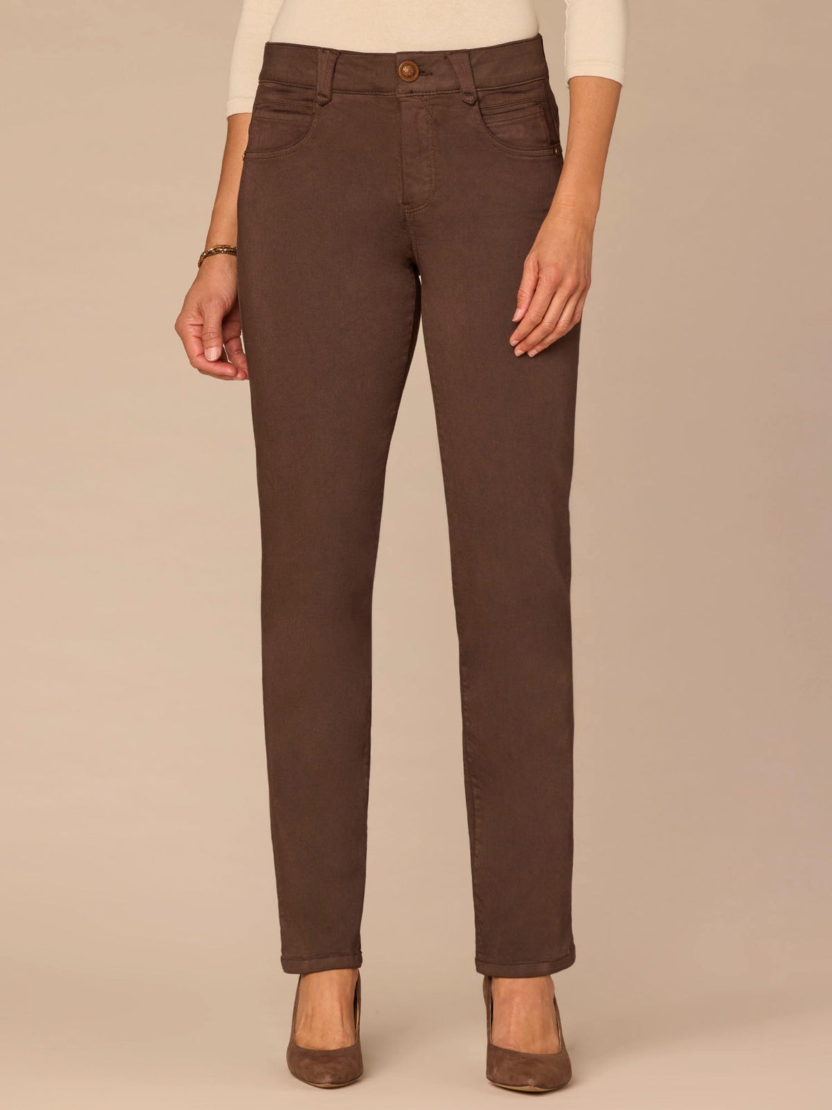"Ab"solution® Straight Leg Colored Jeans - Brown|Oxblood|Duffle Green|Pewter|Cold Brew|Dusty Spruce|Malbec