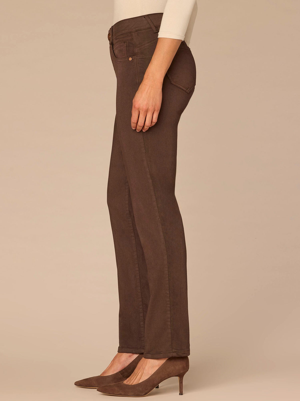 "Ab"solution® Straight Leg Petite Colored Jeans - Brown|Duffel Green|Oxblood|Pewter|Cold Brew|Golden Olive