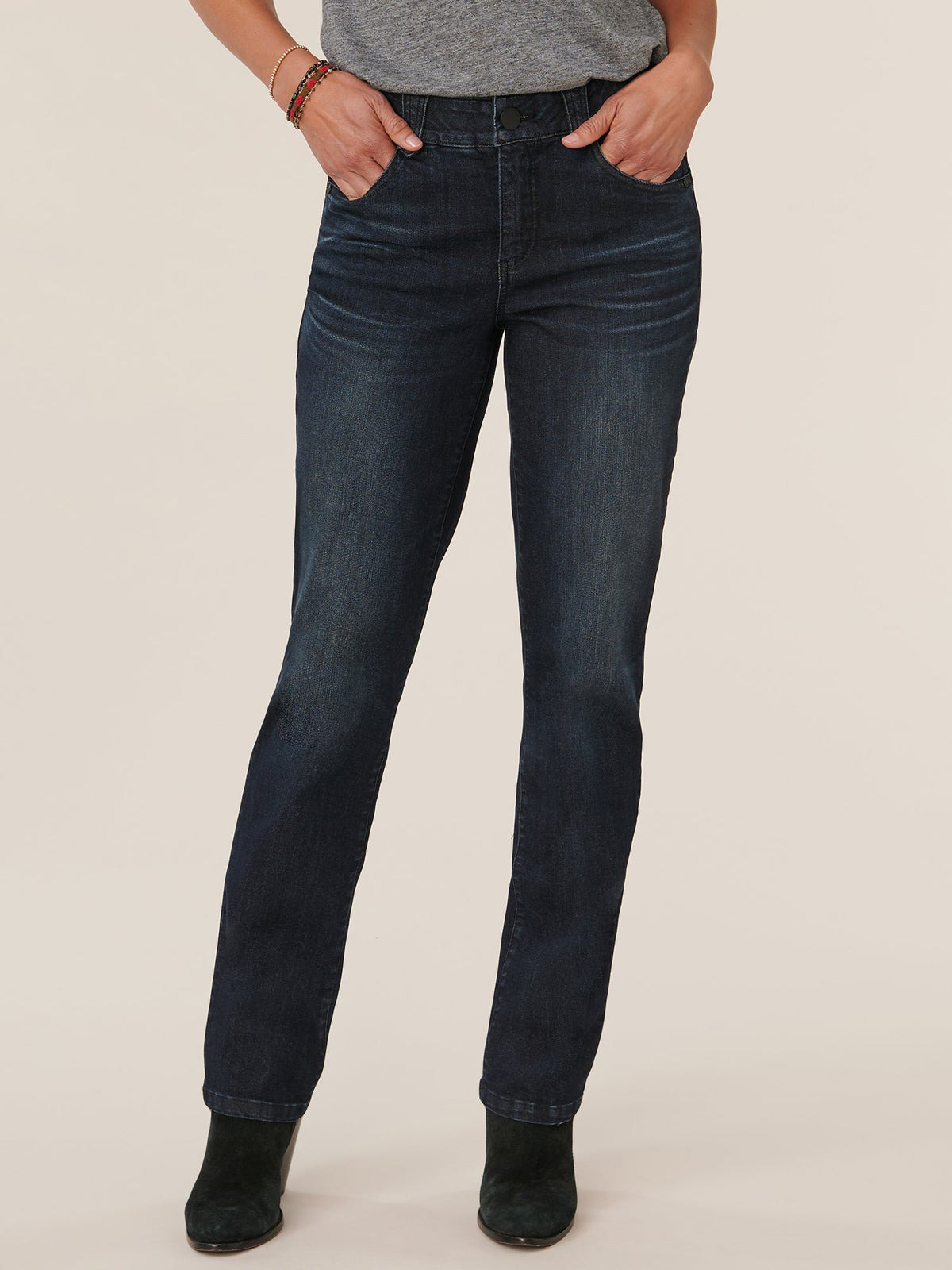 "Ab"solution® 33" Inseam Straight Leg Artisanal Denim Tall Jeans - Dark Indigo Artisanal Denim