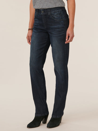"Ab"solution® 33" Inseam Straight Leg Artisanal Denim Tall Jeans - Dark Indigo Artisanal Denim