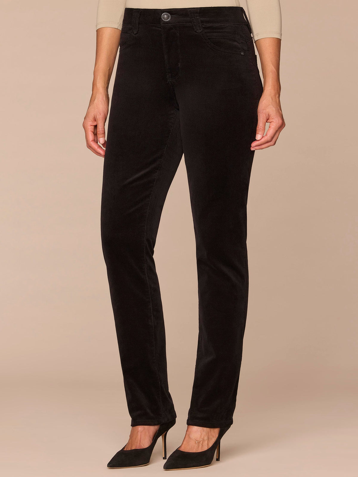 "Ab"solution® Mid-Rise Corduroy Plus Size Straight Leg Pants - Black|Fig Jam|Blue Pine|Dark Roast|Candied Walnut|Espresso|Royal Rum|Raw Umber|Deep Pine|Blanched Almond