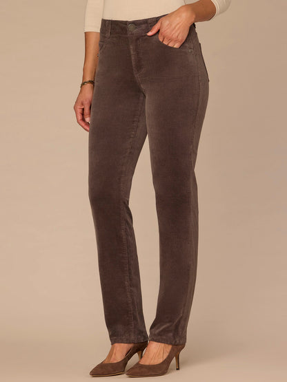 "Ab"solution® Mid-Rise Corduroy Straight Leg Pants - Black|Candied Walnut|Espresso|Blue Pine|Dark Roast|Fig Jam|Roasted Pecan|Raw Umber|Blanched Almond|Deep Pine