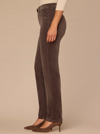 "Ab"solution® Mid-Rise Corduroy Straight Leg Pants - Black|Candied Walnut|Espresso|Blue Pine|Dark Roast|Fig Jam|Roasted Pecan|Raw Umber|Blanched Almond|Deep Pine