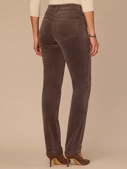 "Ab"solution® Mid-Rise Corduroy Straight Leg Pants - Black|Candied Walnut|Espresso|Blue Pine|Dark Roast|Fig Jam|Roasted Pecan|Raw Umber|Blanched Almond|Deep Pine