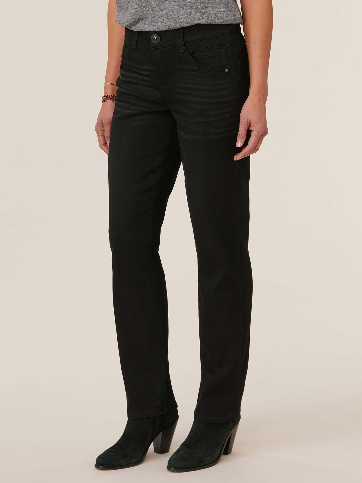 "Ab"solution® Booty Lift Straight Leg Black Jeans - Black Denim
