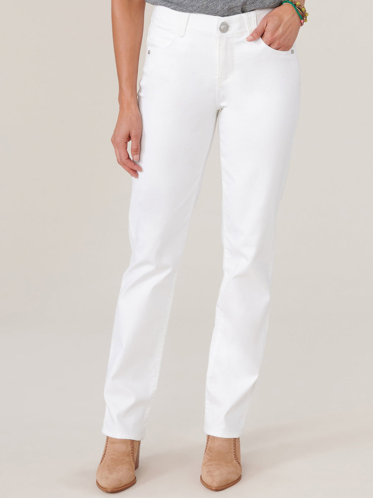 "Ab"solution® Booty Lift Straight Leg White Jeans - Optic White Denim