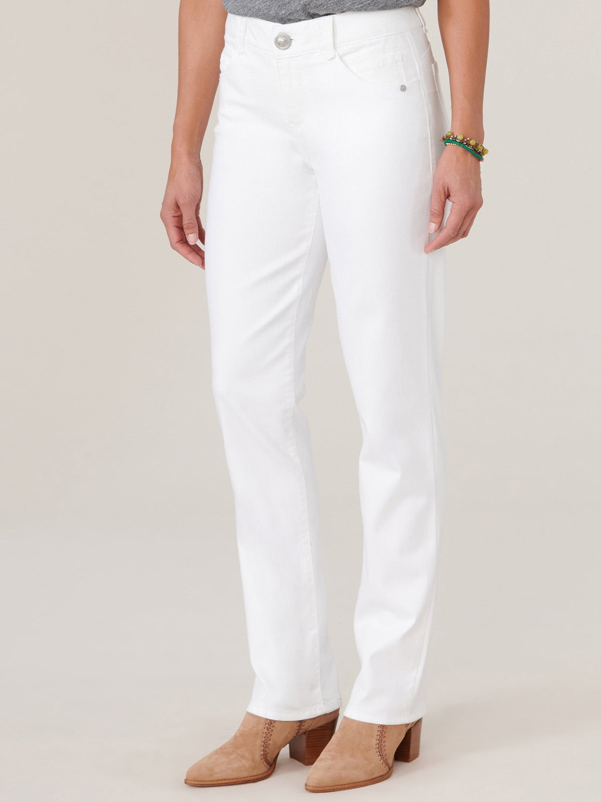 "Ab"solution® Booty Lift Straight Leg White Jeans - Optic White Denim