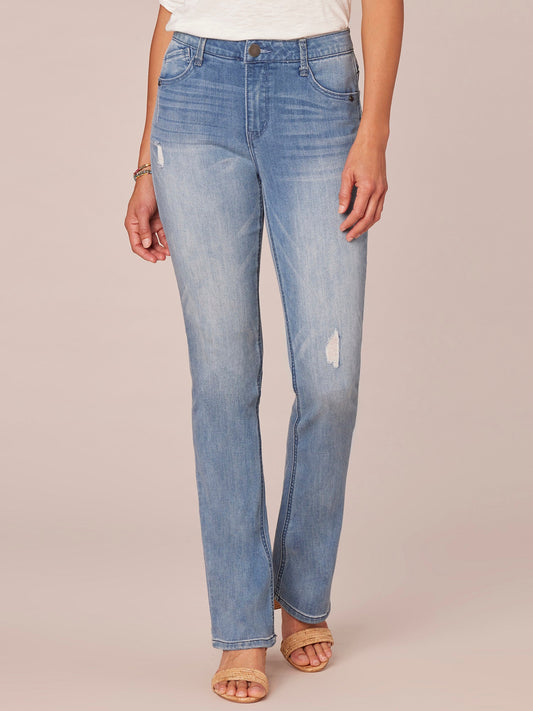 "Ab"solution® High Rise Itty Bitty Bootcut Light Blue Jeans - Light Blue Vintage Denim