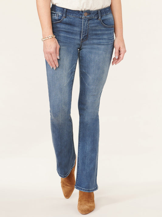 "Ab"solution® High Rise Artisanal Petite Itty Bitty Boot Jean - Blue Artisanal Denim