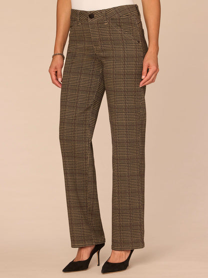 "Ab"solution® Mid-Rise Slash Pocket Plaid Print Straight Leg Pants - Golden Sugar Multi