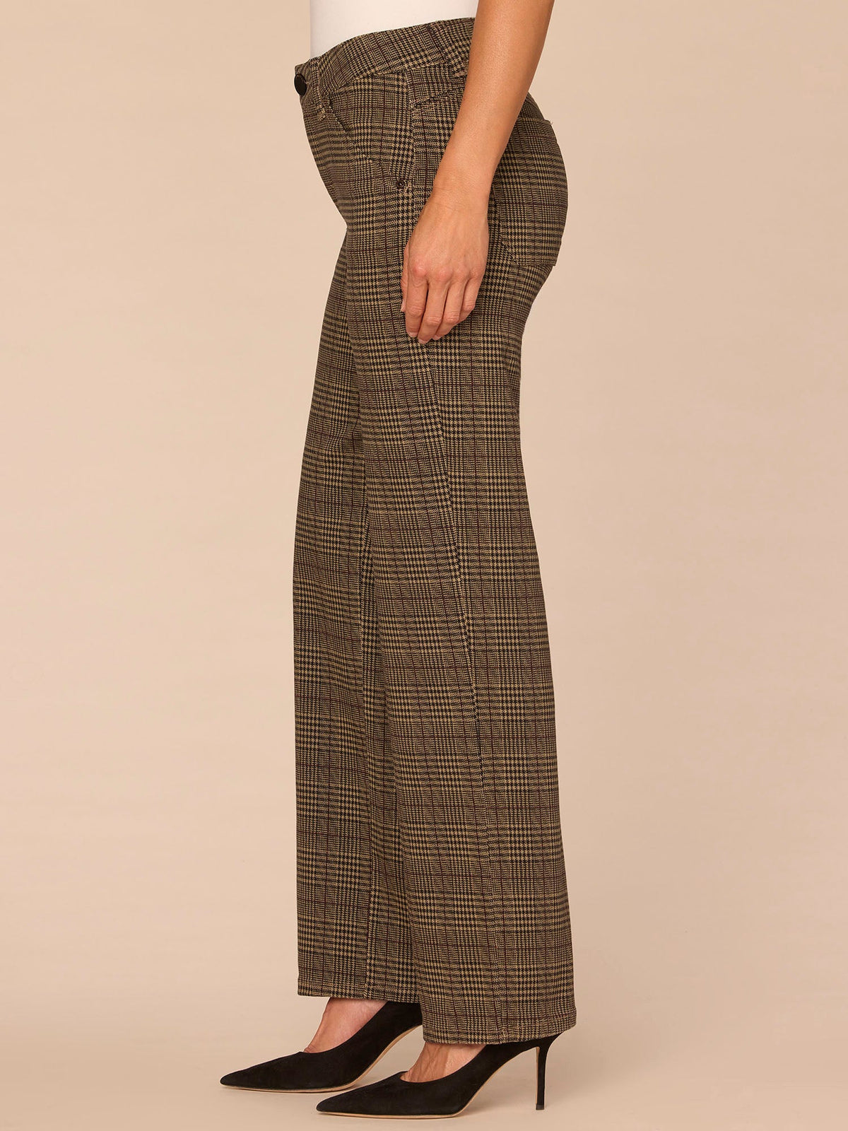 "Ab"solution® Mid-Rise Slash Pocket Plaid Print Straight Leg Pants - Golden Sugar Multi